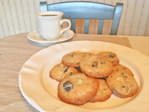 Chocolate Creme and White Chocolate Chip Cookies with Coffee