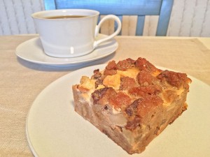 Apple Bread Pudding Slice with Coffee