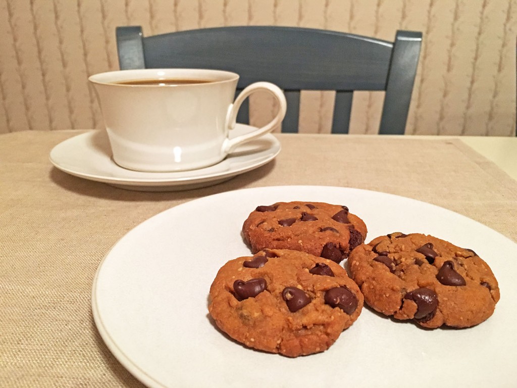 Peanut Butter Chocolate Chip Cookies with Coffee