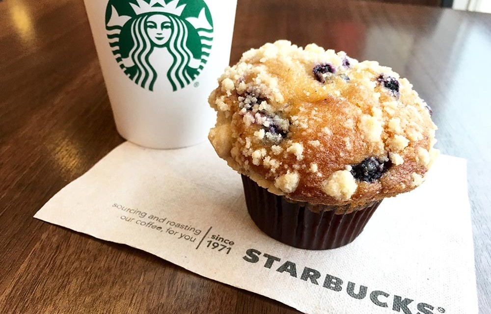 Starbucks Blueberry Muffin and Coffee