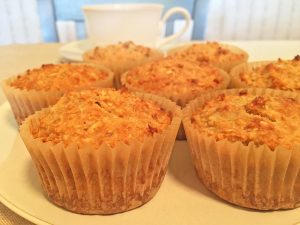 Banana Peanut Butter Oat Muffins with Coffee